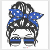 Blue Line Messy Bun Sticker (2"–4") | T シール (シート)