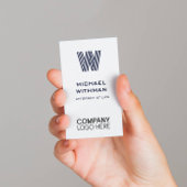 BLUE LINE MONOGRAM CORPORATE LOGO QR CODE 名刺