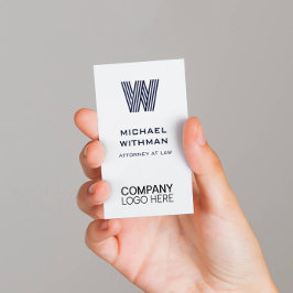 BLUE LINE MONOGRAM CORPORATE LOGO QR CODE 名刺