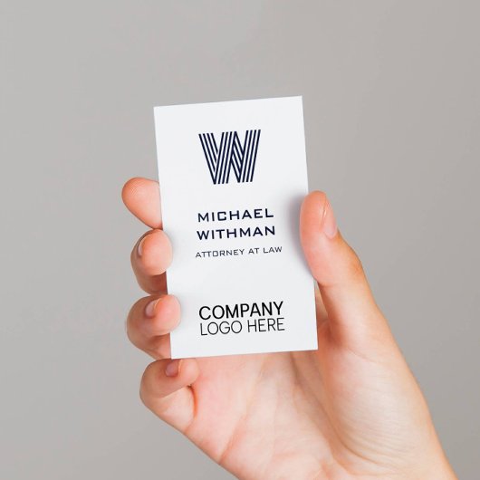 BLUE LINE MONOGRAM CORPORATE LOGO QR CODE 名刺