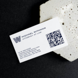 BLUE LINE MONOGRAM  MASCULINE QR LAWYER ACCOUNTANT 名刺