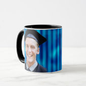 Blue Line Pattern Editable Portrait Men Graduation マグカップ (正面左)