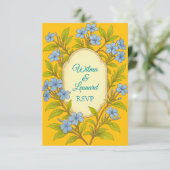 Blue linen rustic wedding in floral style 出欠カード (スタンド正面)