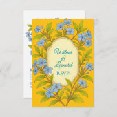 Blue linen rustic wedding in floral style 出欠カード (正面/裏面)