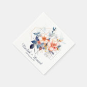 Blue Lines&Flowers: Wedding Napkins スタンダードカクテルナプキン (角)