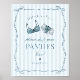 Blue Lingerie Bachelorette Panties Please Sign ポスター