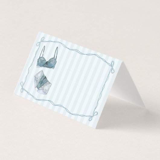Blue Lingerie Shower Bow Place Card Table Decor (正面)