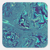 Blue Liquid Marble Abstract Pattern スクエアシール (正面)