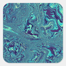 Blue Liquid Marble Abstract Pattern スクエアシール