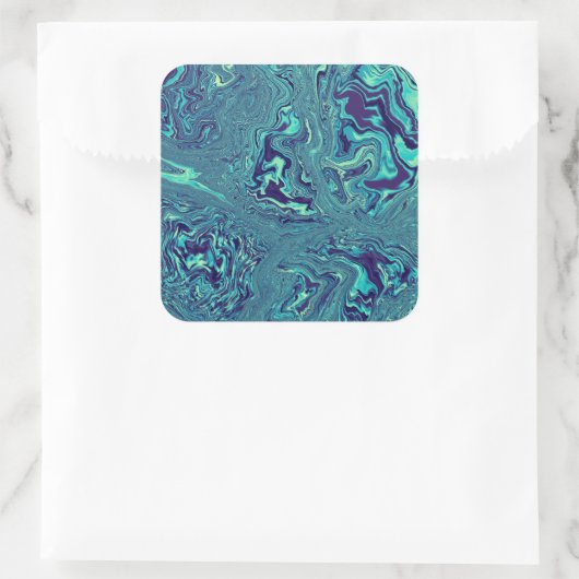 Blue Liquid Marble Abstract Pattern スクエアシール (バッグ)