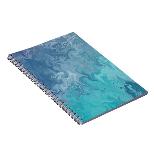 Blue Liquid Marble Abstract Pattern ノートブック (右側)