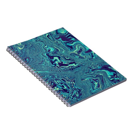 Blue Liquid Marble Abstract Pattern ノートブック (右側)