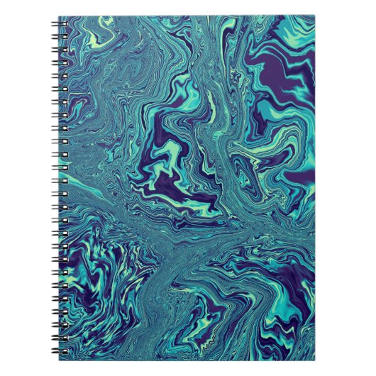 Blue Liquid Marble Abstract Pattern ノートブック (正面)