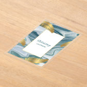 Blue Liquid Marble Wedding Invitation | Premium El アクリル招待状 (レイダウン)