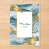 Blue Liquid Marble Wedding Invitation | Premium El アクリル招待状 (正面)