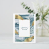 Blue Liquid Marble Wedding Invitation | Premium El ポストカード (スタンド正面)