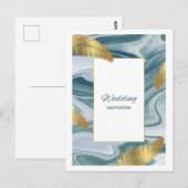 Blue Liquid Marble Wedding Invitation | Premium El ポストカード (正面/裏面)