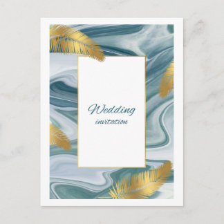 Blue Liquid Marble Wedding Invitation | Premium El ポストカード