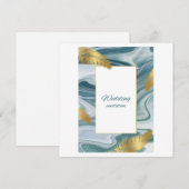Blue Liquid Marble Wedding Invitation | Premium El 招待状 (正面/裏面)