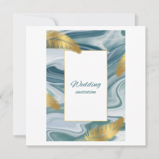 Blue Liquid Marble Wedding Invitation | Premium El 招待状