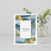 Blue Liquid Marble Wedding Invitation | Premium El 箔招待状ポストカード (立ち正面)