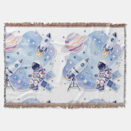 Blue little astronaut cozy Blanket for New Home スローブランケット