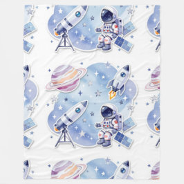 Blue little astronaut stylish Blanket New Home フリースブランケット