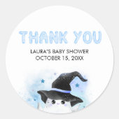 Blue Little Boo Ghost Witch Baby Shower ラウンドシール (正面)