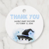Blue Little Boo Ghost Witch Baby Shower Round フェイバータグ (正面)