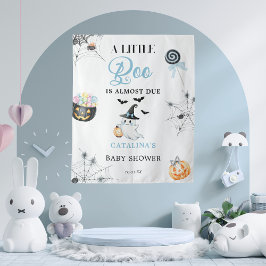 Blue Little Boo Halloween Baby Shower タペストリー