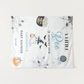 Blue Little Boo Halloween Baby Shower タペストリー (正面(横))