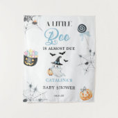 Blue Little Boo Halloween Baby Shower タペストリー (正面)