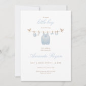 Blue Little Boy Baby Shower Invitation 招待状 (正面)