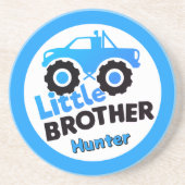 Blue Little Brother Monster Truck Custom Name コースター (正面)