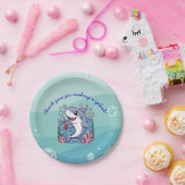 Blue Little Bubbly Boba Shark Baby Shower ペーパープレート (パーティー)