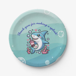 Blue Little Bubbly Boba Shark Custom  ペーパープレート