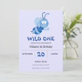 Blue Little Bumblebee 1st Birthday Invitation 招待状 (スタンド正面)