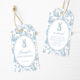 Blue Little Bunny Baby Shower Thank You Favor Tags ギフトタグ