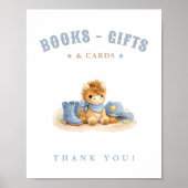 Blue Little Cowboy Baby Shower Cards Books Gifts ポスター (正面)