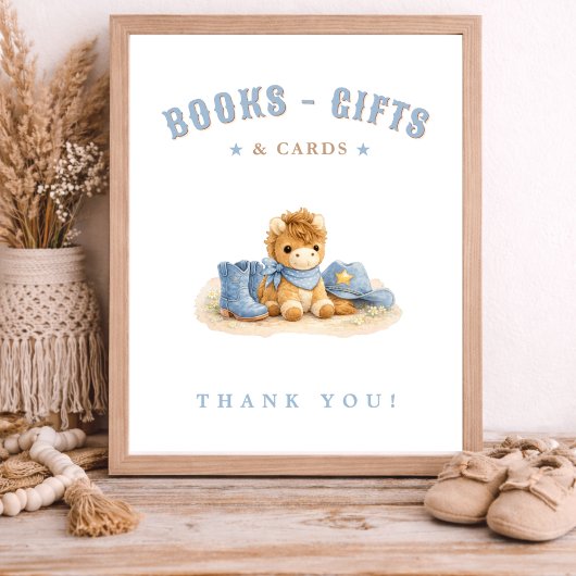 Blue Little Cowboy Baby Shower Cards Books Gifts ポスター