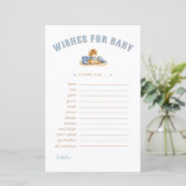 Blue Little Cowboy Wishes For Babies Advice Card (スタンド正面)