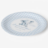 Blue Little Peanut Elephant Bow Baby Boy Shower ペーパープレート (アングル)