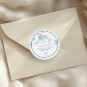 Blue Little Prince Thank You Sticker Moon Balloon ラウンドシール