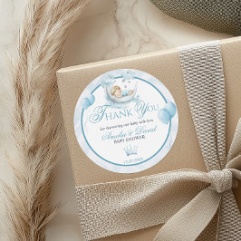 Blue Little Prince Thank You Sticker Moon Balloon ラウンドシール