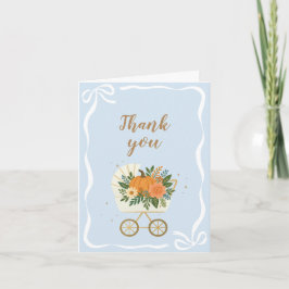 Blue Little Pumpkin Baby Shower サンキューカード