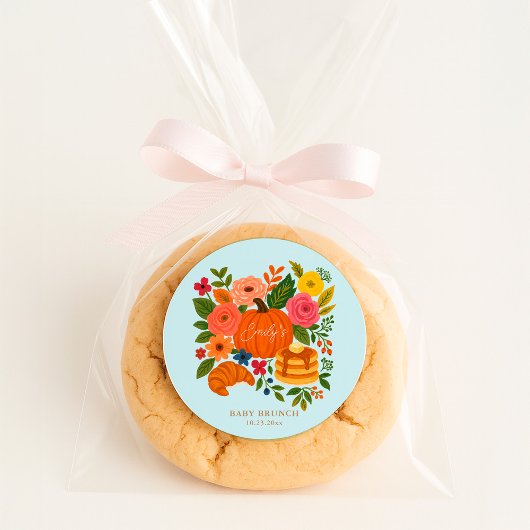 Blue Little Pumpkin Baby Shower ラウンドシール