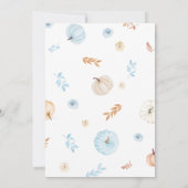 Blue Little Pumpkin Fall Baby Shower 招待状 (裏面)