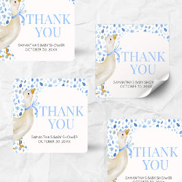 Blue Little Silly Goose Baby Shower スクエアシール