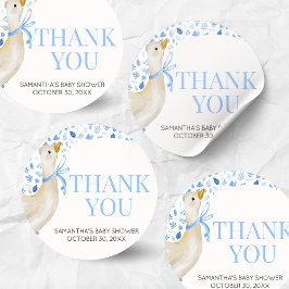 Blue Little Silly Goose Baby Shower ラウンドシール