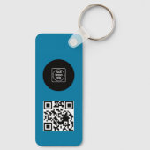 Blue Logo QR Code Business Branding Promo Keychain キーホルダー (裏面)